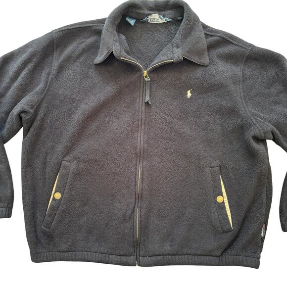 VTG 90s POLO RALPH LAUREN Full Zip Polartec Fleece Jacket in Black SZ XL - Picture 2 of 12